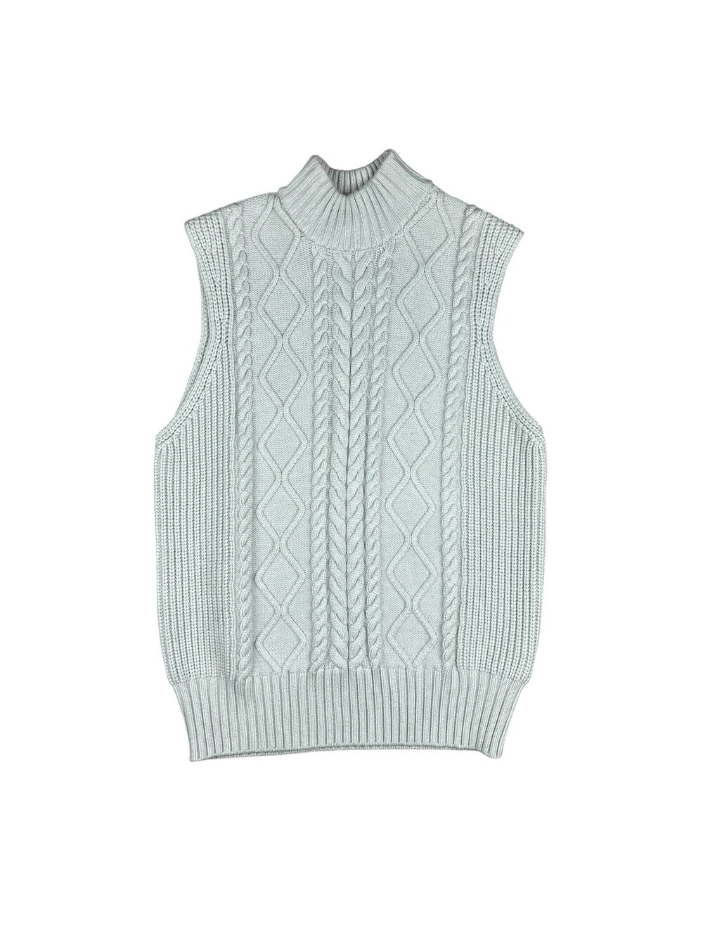 Varley Knit Vest Women’s XXS Joilette Roll Neck Sleeveless Mock Neck Cable Knit